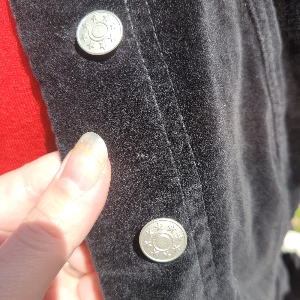 [EUC] Live a Little 🖤 VTG Black Velveteen Jacket w/ Pockets, Sz Medium, 90s-Y2K - Picture 12 of 17